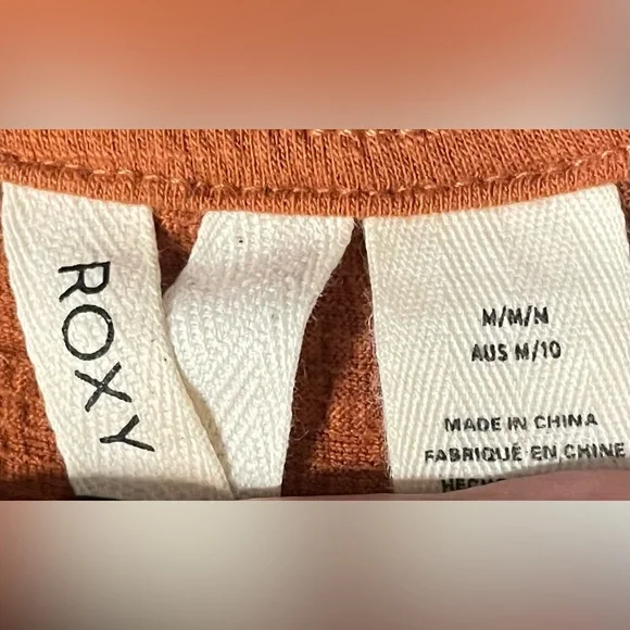 Roxy Terracotta Orange Midi Dress ruffle sleeve v neck sz M PTP 17” - Picture 5 of 5